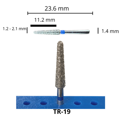 TR-19 Troncocónica Redondeada Fresa Diamante Grano Medio Pza DT