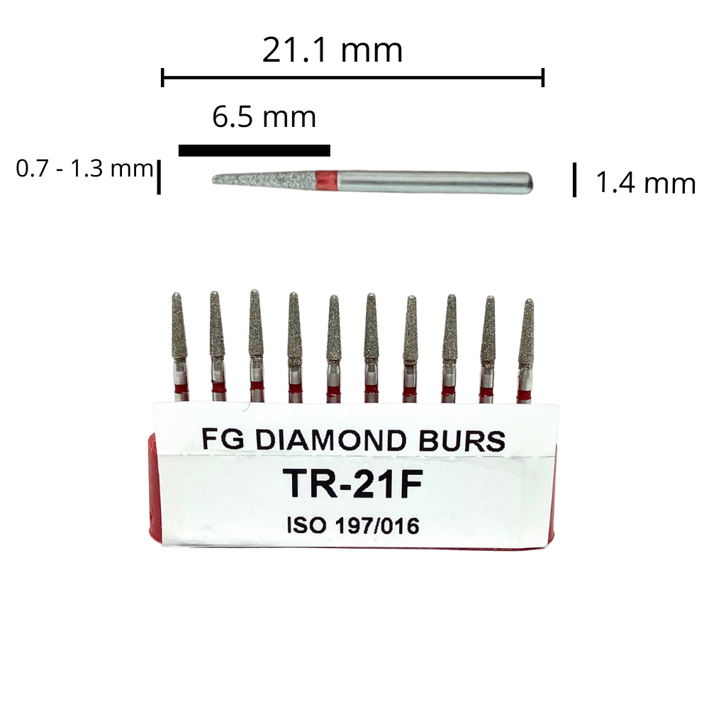 TR-21F Troncocónica Redondeada Fresa Diamante Grano Fino 10 pz. DT