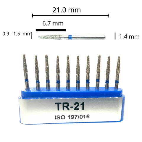 TR-21 Fresa Troncocónica Redondeada Diamante Grano Medio 10 pz. DT