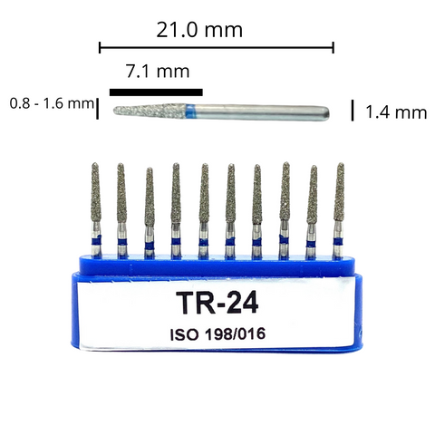 TR-24  Troncocónica Redondeada Fresa Diamante Grano Medio 10 pz. DT