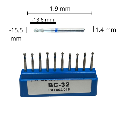 BC-32 Cuello Bola   Fresa Diamante C/ Grano Medio C/10 DT