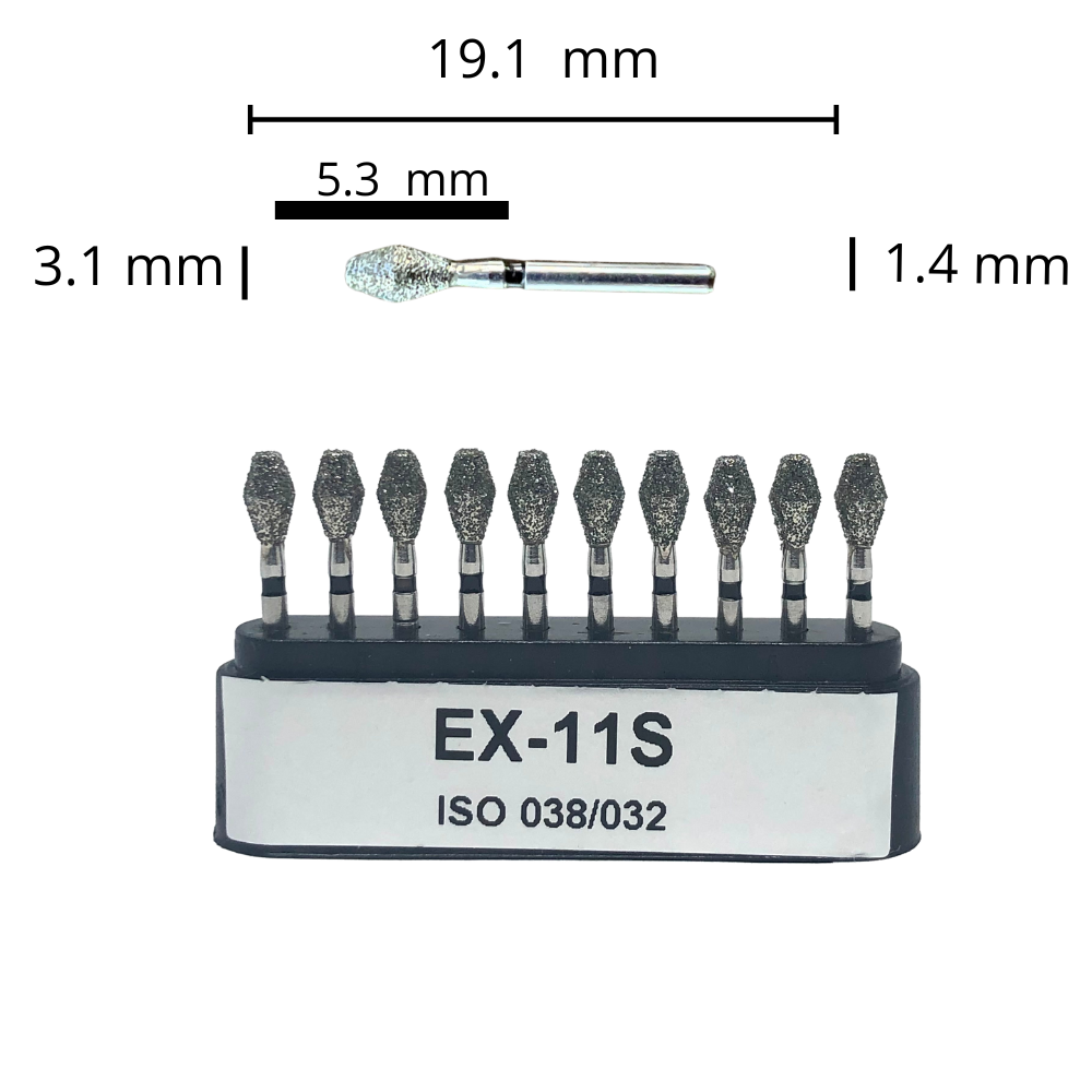 EX-11S Barril Fresa Diamante Grano XGrueso C/10 DT