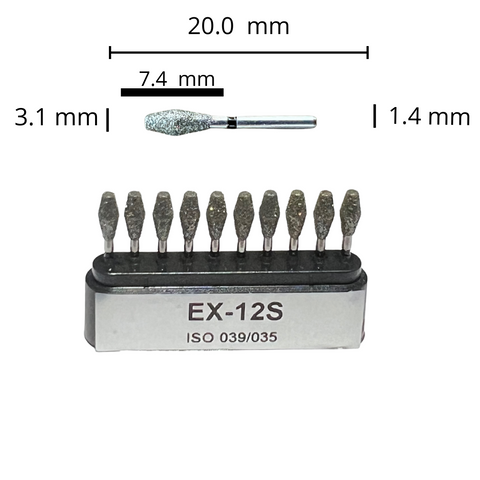 EX-12S Barril Fresa Diamante Grano X Grueso C/10 DT