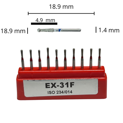 EX-31F Pera Fresa Diamante Grano Fino C/10 DT