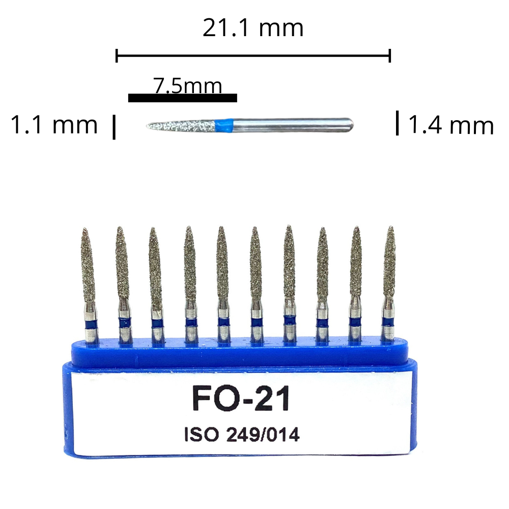 FO-21 Troncocónica Punta Dos Aguas Fresa Diamante Grano Medio C/10 DT