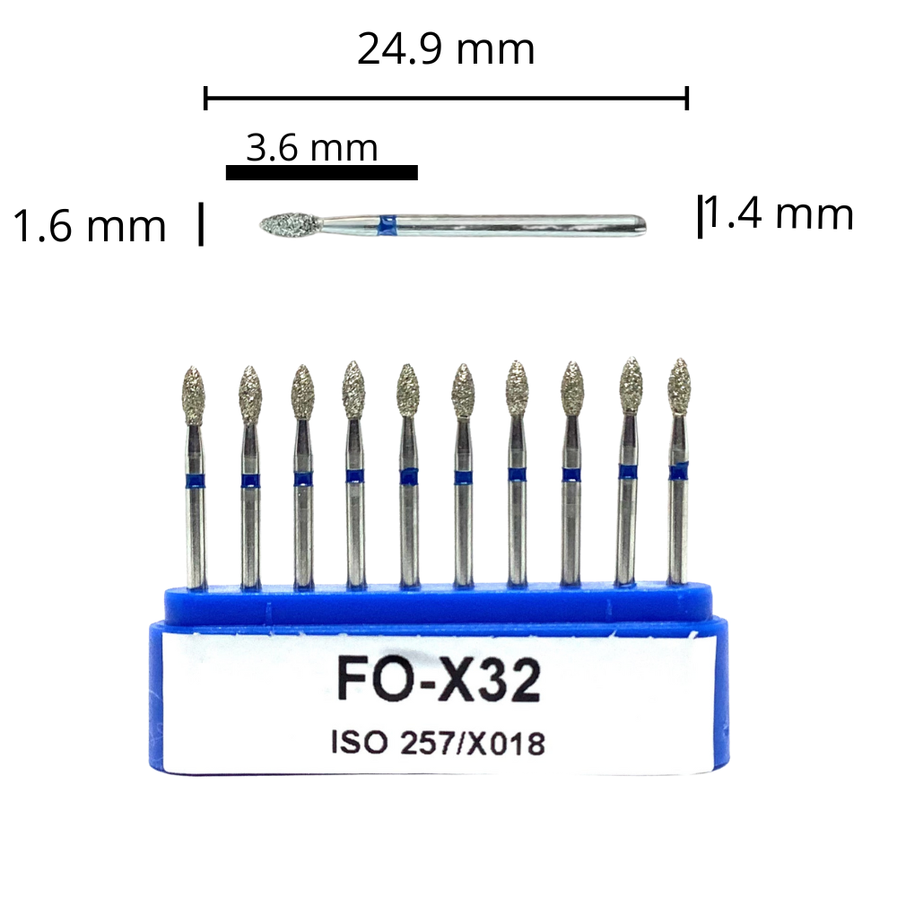 FO-X32 Tallo Largo Flama Fresa Diamante Grano Medio C/10 DT