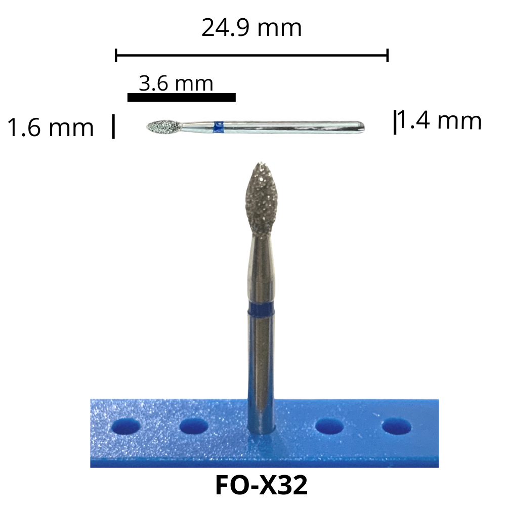 FO-X32 Flama Tallo Largo Fresa Diamante Grano Medio Pza DT