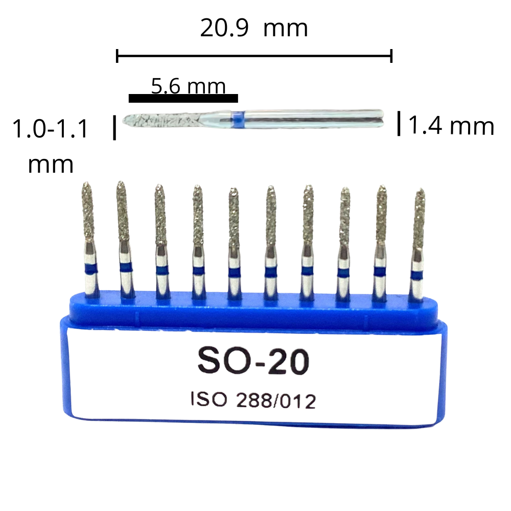 SO-20 Cilindrica Punta Dos Aguas Grano Fresa Diamante Medio C/10 DT