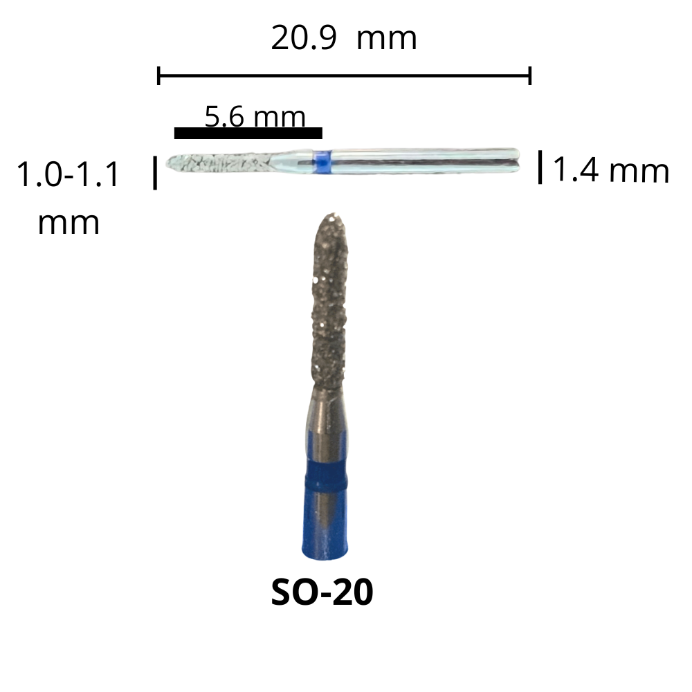 SO-20 Cilindrica Punta Dos Aguas Fresa Diamante Grano Medio Pza DT