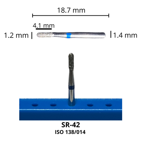 SR-42 Cilindrica Redondeada Fresa Diamante Grano Medio Pza DT