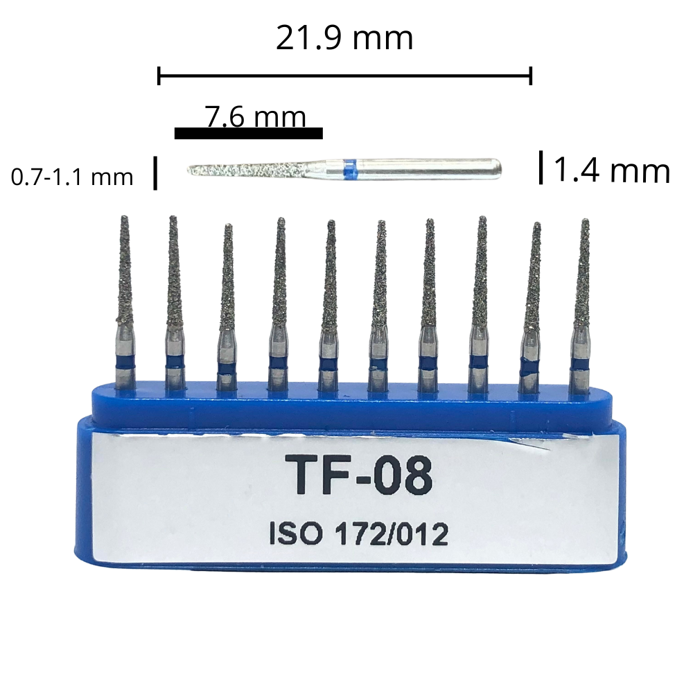 TF-08 Cilíndrica Punta Redonda Fresa Diamante 10 pz. DT