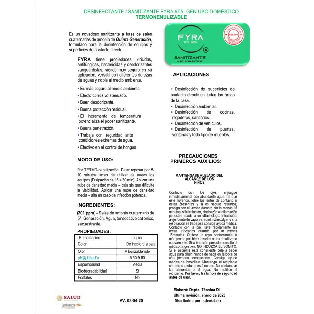 Fyra Termonebulizable Verde 250 ml - uso general
