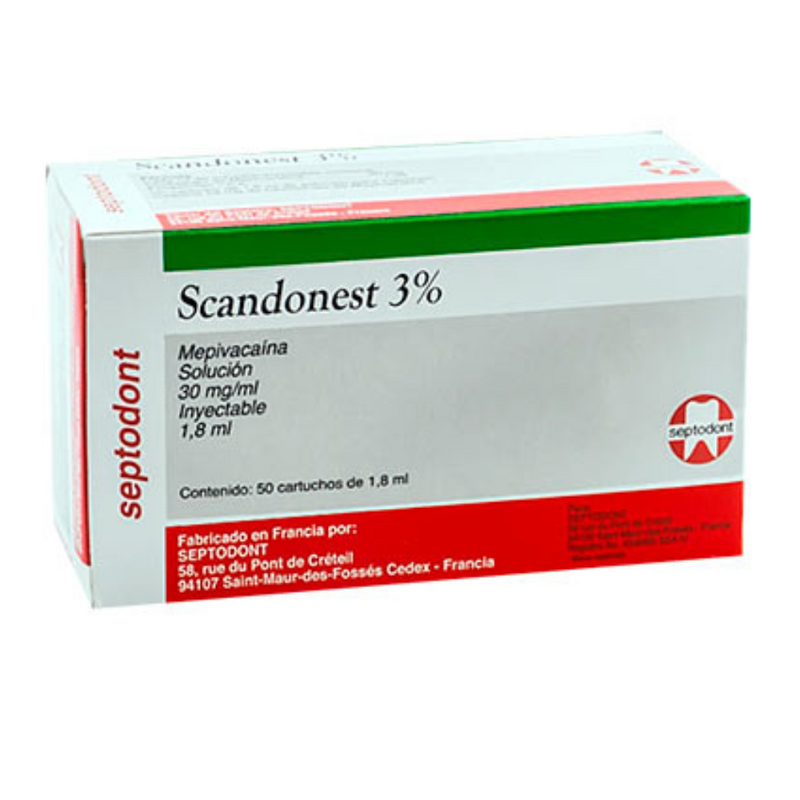 Scandonest 3% Tira C/10 Cartucho Vidrio Anestesia Septodont