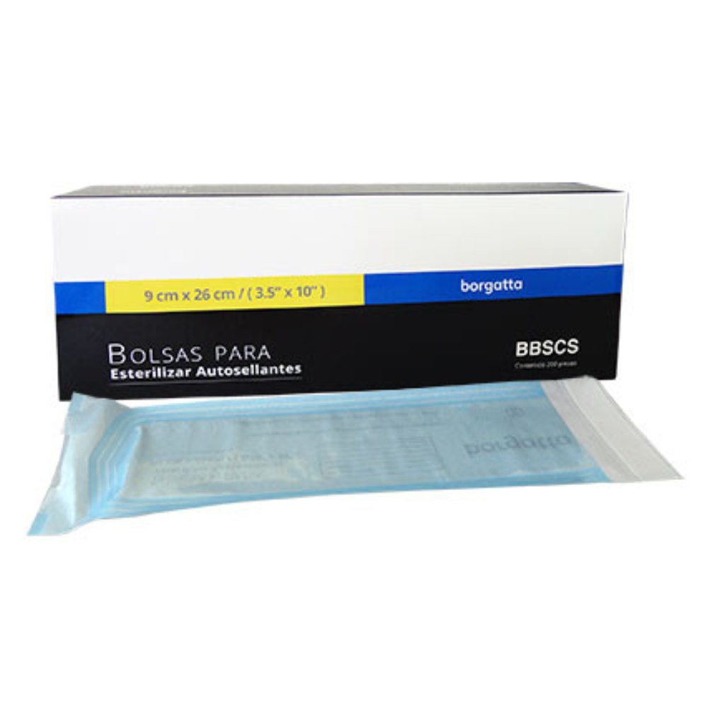 Bolsa Esterilizar Autoclave 3 1/2" x 10” (9 x 26 CM) C/200 Borgatta