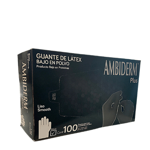 Guantes Latex Bajo en polvo Negro 100pz Ambiderm