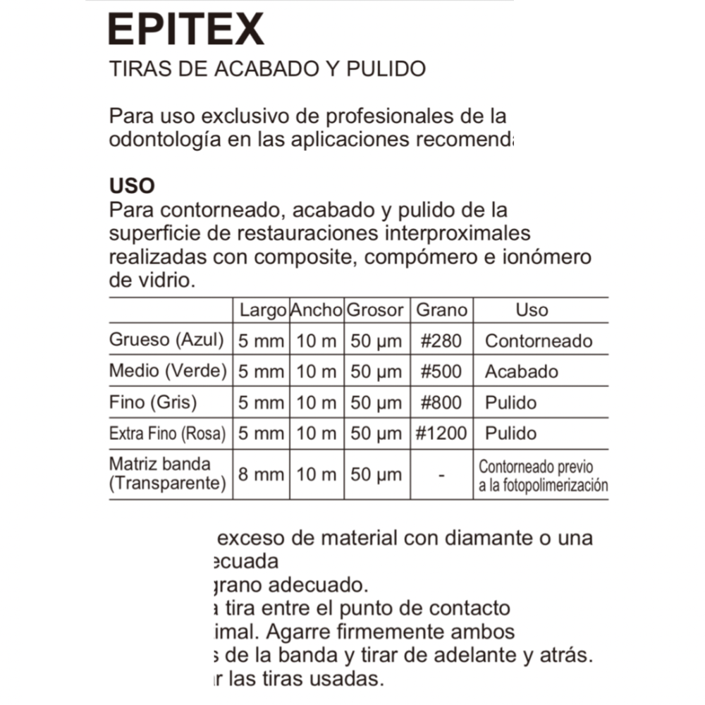 Tiras De Acabado y Pulido Epitex Refill GC