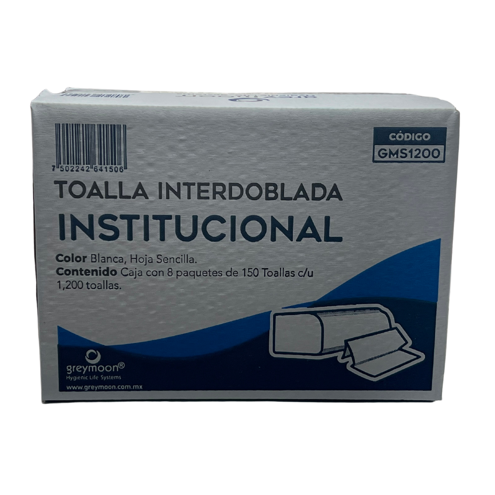 Toallas Interdobladas Caja C/1,200 Blancas (Toallitas)