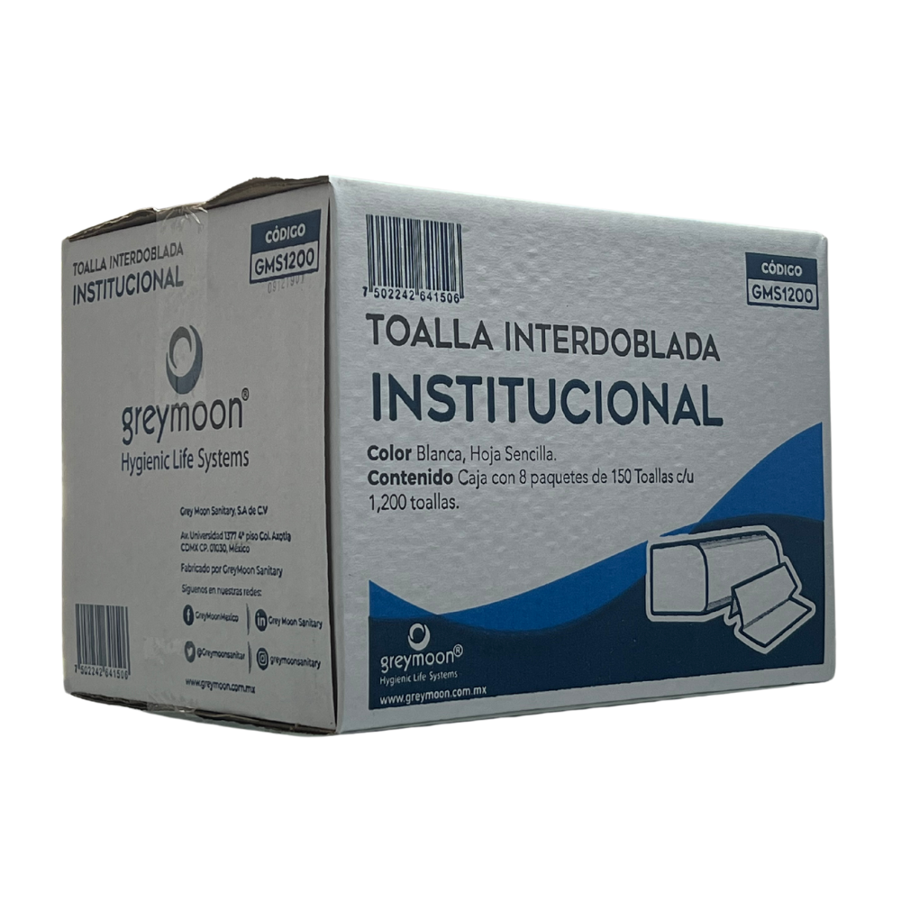 Toallas Interdobladas Caja C/1,200 Blancas (Toallitas)