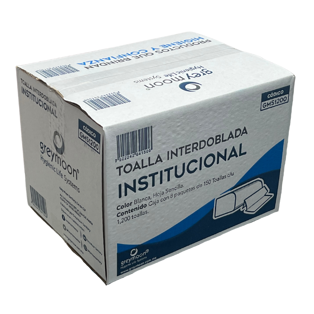 Toallas Interdobladas Caja C/1,200 Blancas (Toallitas)