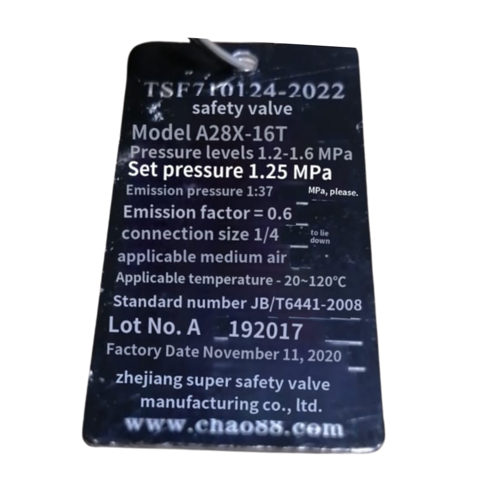 Válvula de Seguridad Para Compresor 1/4" NPT