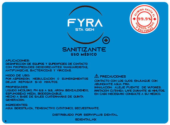 Fyra Azul 1 Lt - uso médico - SDENTAL.MX Deposito Dental