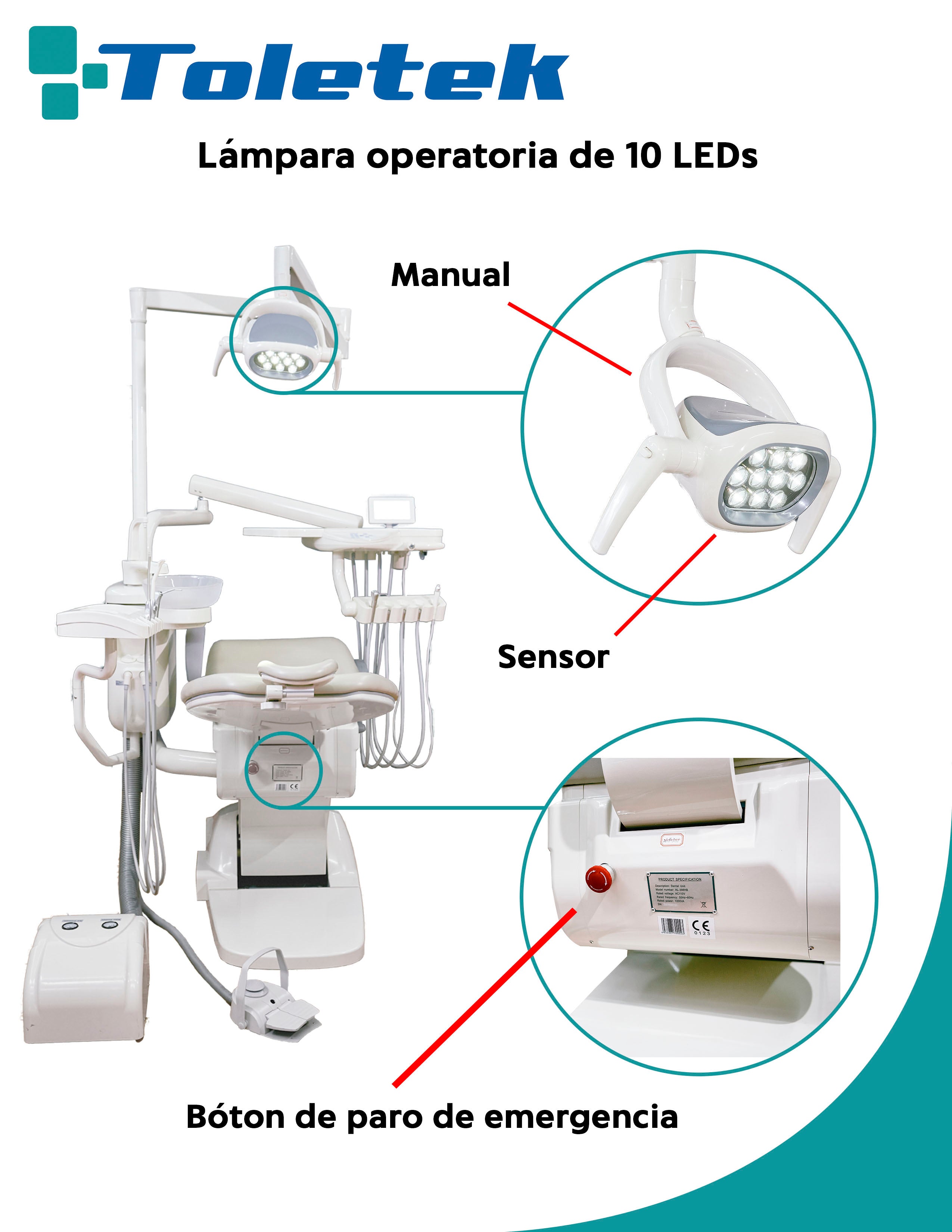 Sillón TK9000 Toletek (Unidad dental) - SDENTAL.MX Deposito Dental