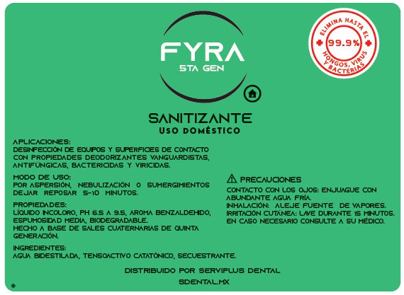 Fyra Verde 1 Lt c/ aspersor - uso general - SDENTAL.MX Deposito Dental