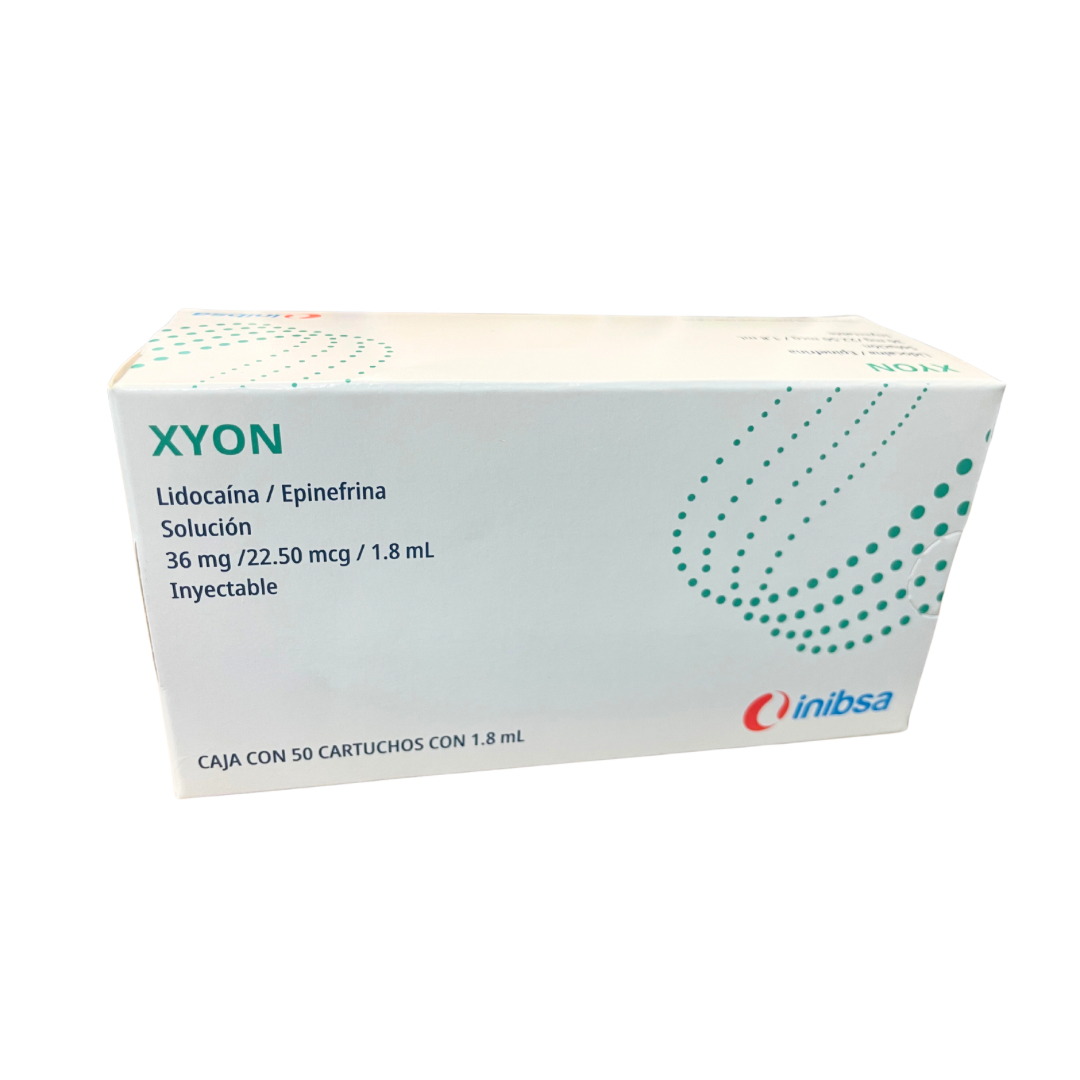 Xyon Caja C/50 Cartucho Vidrio Anestesia Lidocaina 2% Inibsa