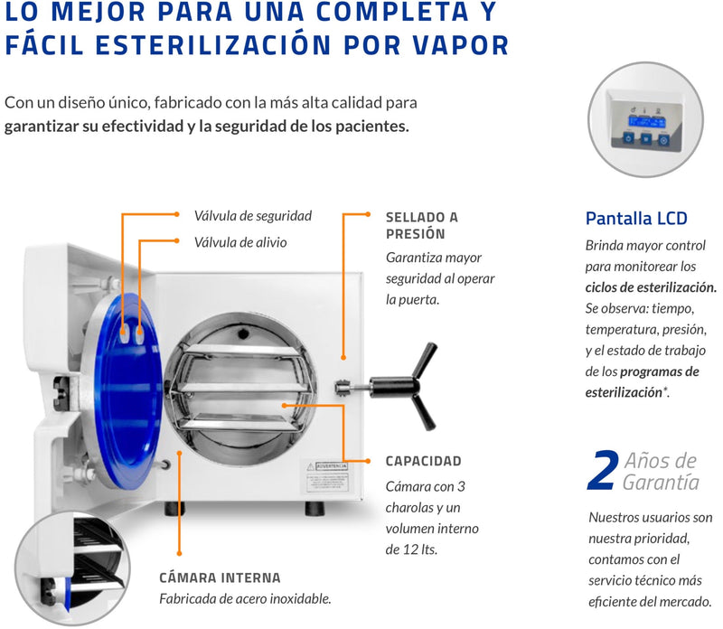 Autoclave Esterilizador 12 litros AV-08 Lorma (Vapor a presion)