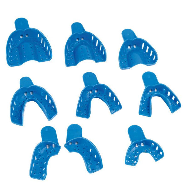 Cucharillas Porta Impresiones Adulto Dentado Perforado (Cribadas) Plastico Juego C/9 Vor